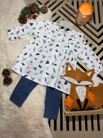 Ensemble bébé fille blouse & legging neuf • 6 mois 
