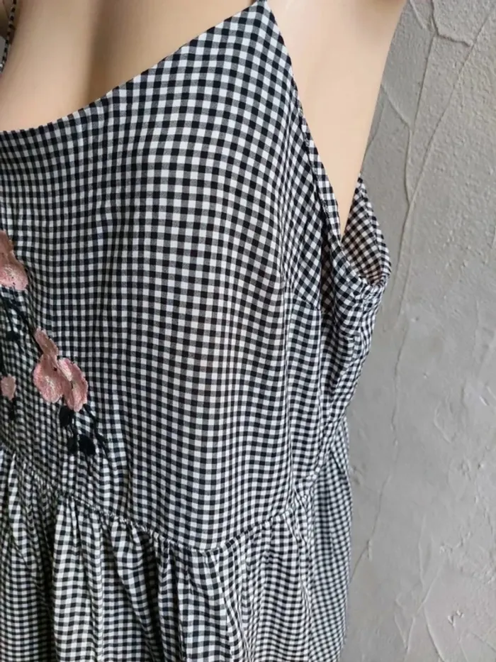 Blouse Vichy à Fleurs Brodées Taille 42 - photo numéro 3