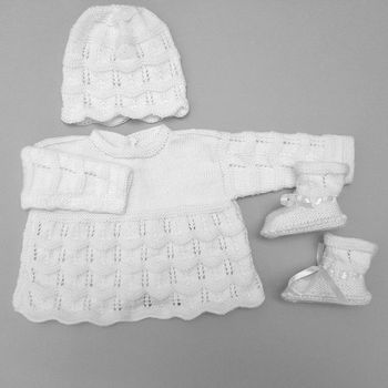 Ensemble Naissance NEUF Brassière bonnet chaussons tricot bébé tricoté main
