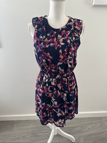 Robe à fleurs bleu marine et multicolore T36 S