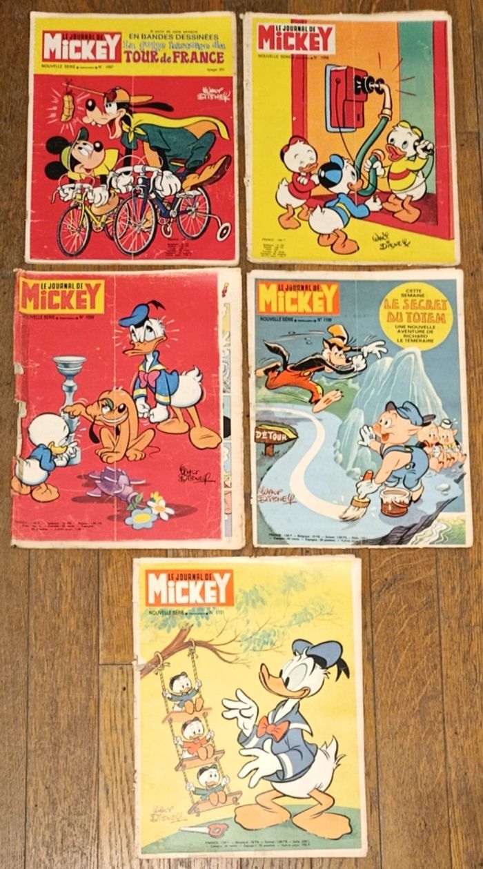 Lot 5 journaux de Mickey bd Tour de France série complète 1973 vintage