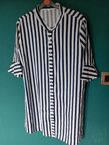 Robe d'été coton rayée blanc et marine