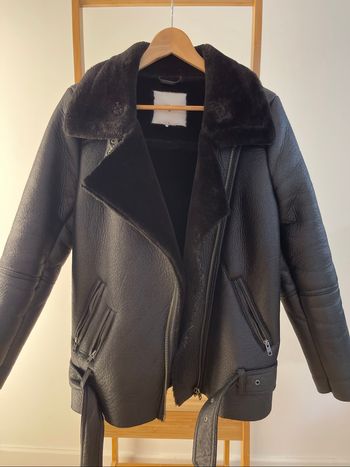 Blouson long noir doublé synthétique