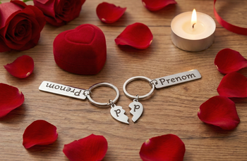 Duo Porte-clés Couple Cœur - Idée Cadeau Saint Valentin