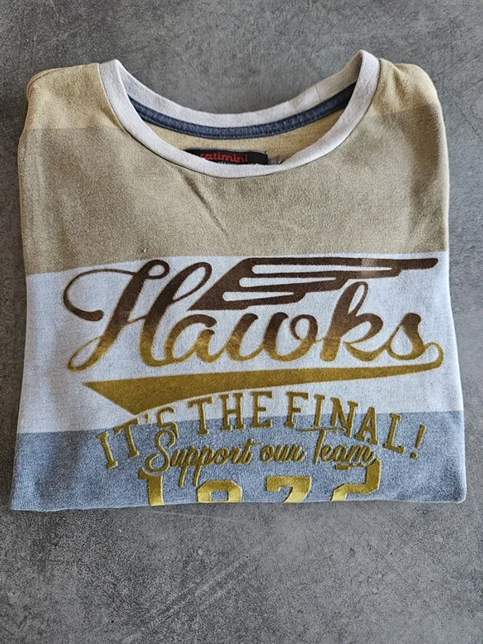 T-shirt à manches longues doublé garçon - Taille 5 ans (110cm) - Catimini - Marine et beige