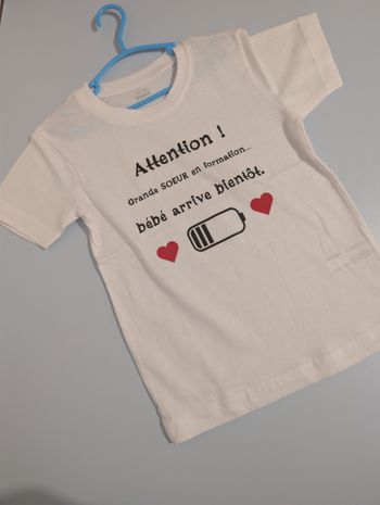 T-shirt personnalisé grande sœur – annonce grossesse originale
