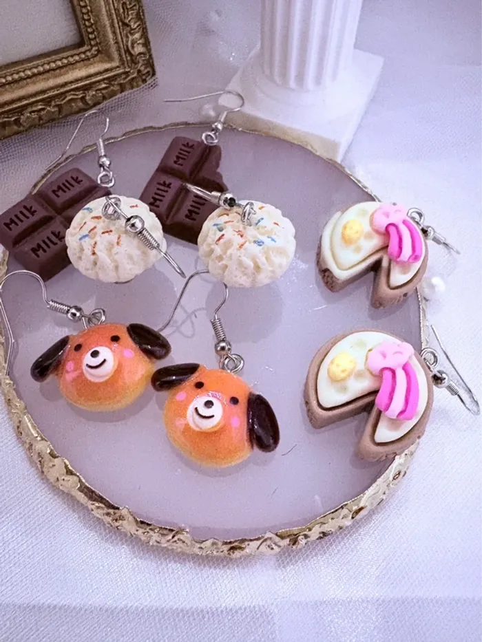 Lot de boucles d’oreilles pendantes food kawaii - photo numéro 3