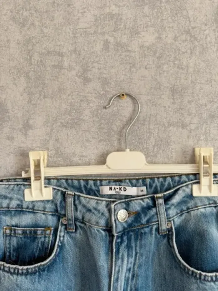 jean large à trous taille haute bleu NA-KD taille 36 - photo numéro 2