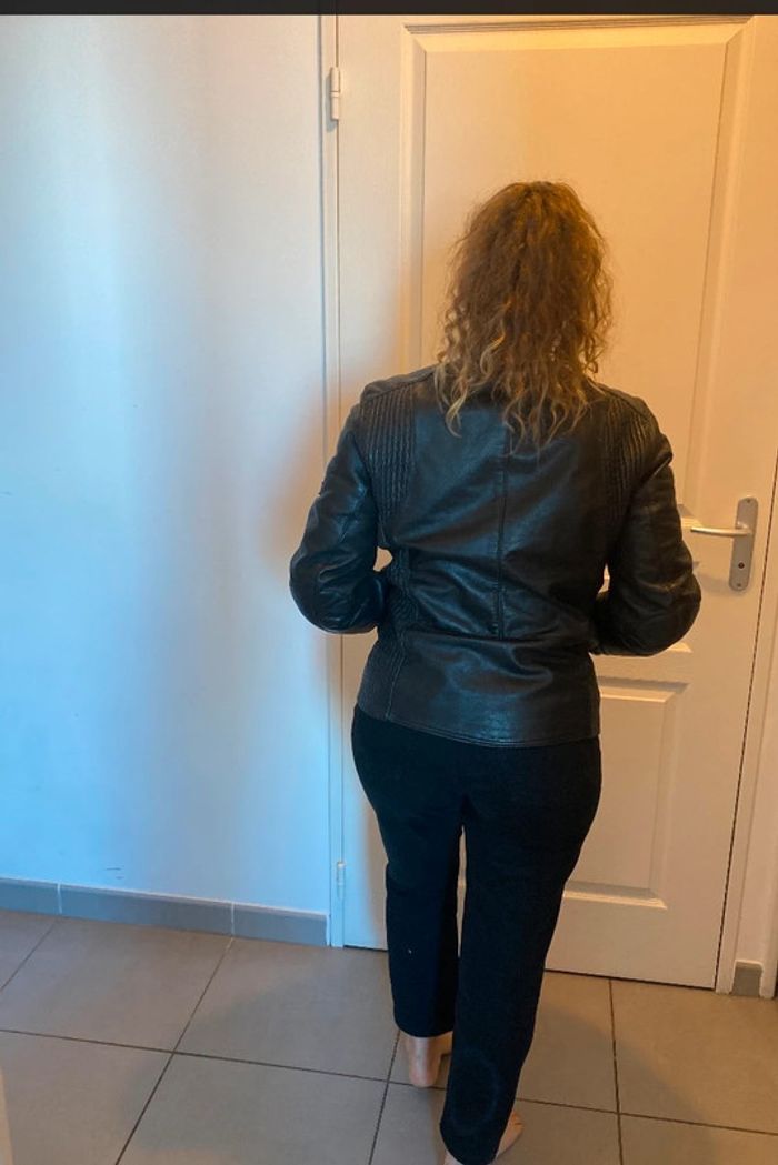 Veste motard Segura en cuir véritable femme taille M - photo numéro 5