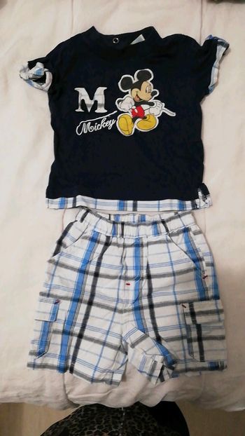 Ensemble Disney mickey 6 mois short et tee shirt