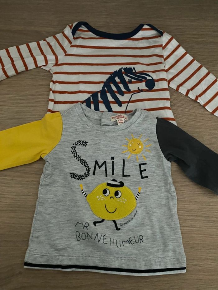 Lot 2 t-shirts manches longues DPAM 6 mois