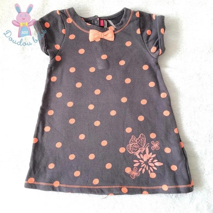 Robe gris orange à pois bébé fille 9 Mois Orchestra
