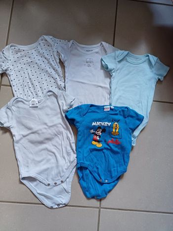 Lot 5 bodies manches courtes 9 mois
