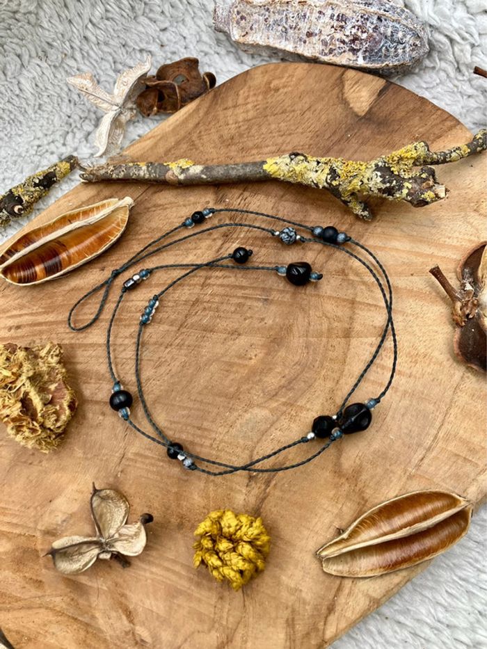 Bijou de cheveux - ateba - macramé pierre Onyx et Agate
