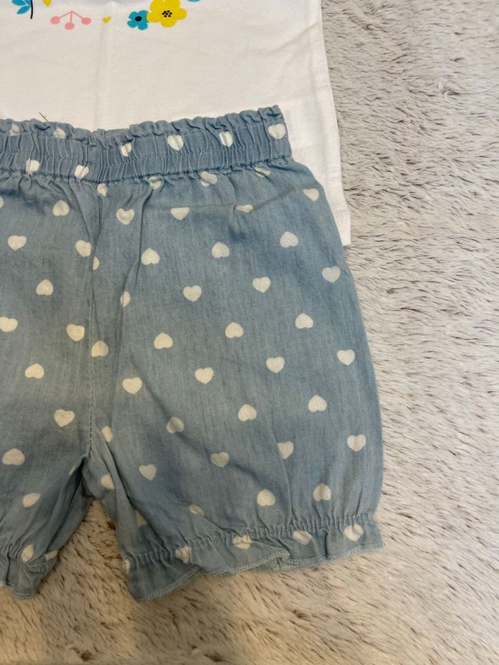 Ensemble short en jeans cœur blanc et teeshirt - Sucre d’orge - photo numéro 4