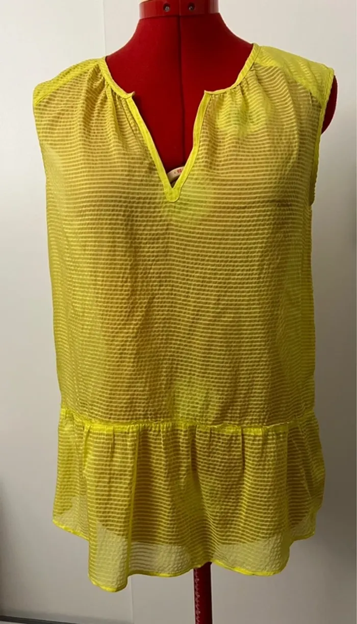 Blouse en soie sans manches voile jaune Comptoir des Cotonniers