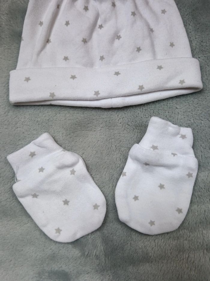 Bonnet + mouffle naissance - photo numéro 3