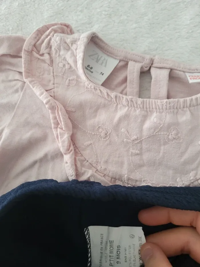 Ensemble mi saison blouse rose legging 09mois - photo numéro 2