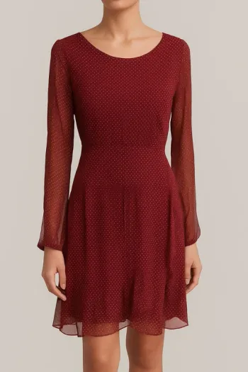 Robe Sézane en soie bordeaux à pois – Taille 38