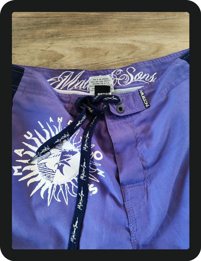 Short de bain violet bleu marine blanc Maui & Sons Taille M - photo numéro 2