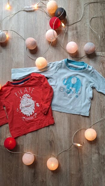 Lot de 2 t-shirts manches longues garçon taille 12 mois