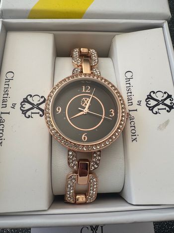 Montre Christian Lacroix rose dorée noir et stras