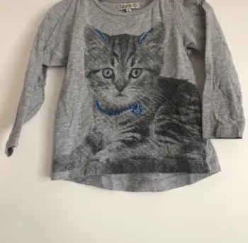 T shirt manches longues chat strass 2 ans neuf