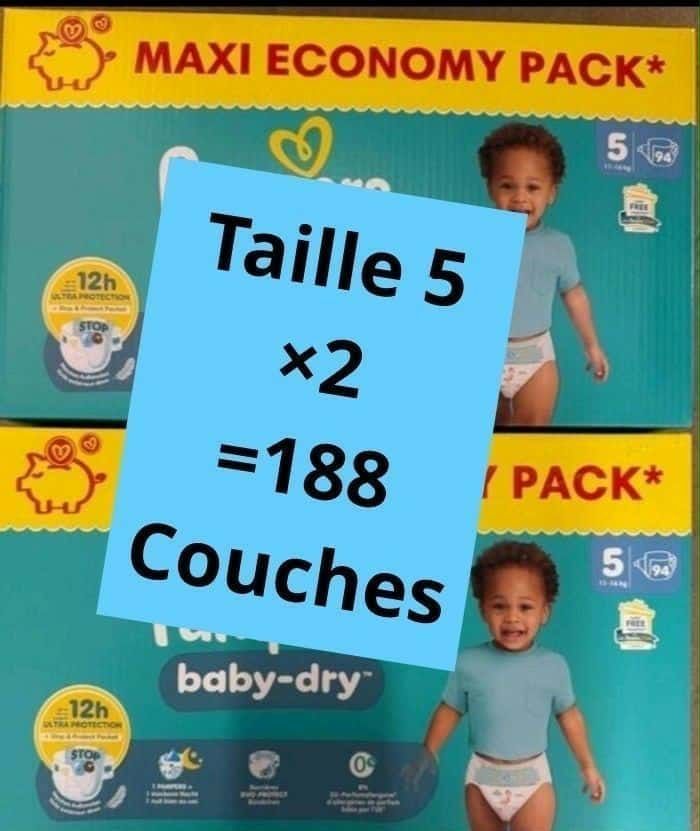 Lot 2 carton couche Pampers taille 5