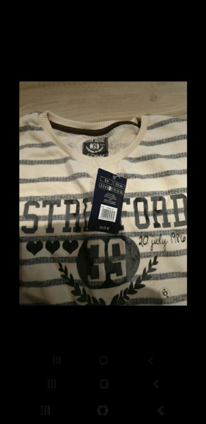 Sweat marinière fille neuf étiquette 6 ans - photo numéro 3