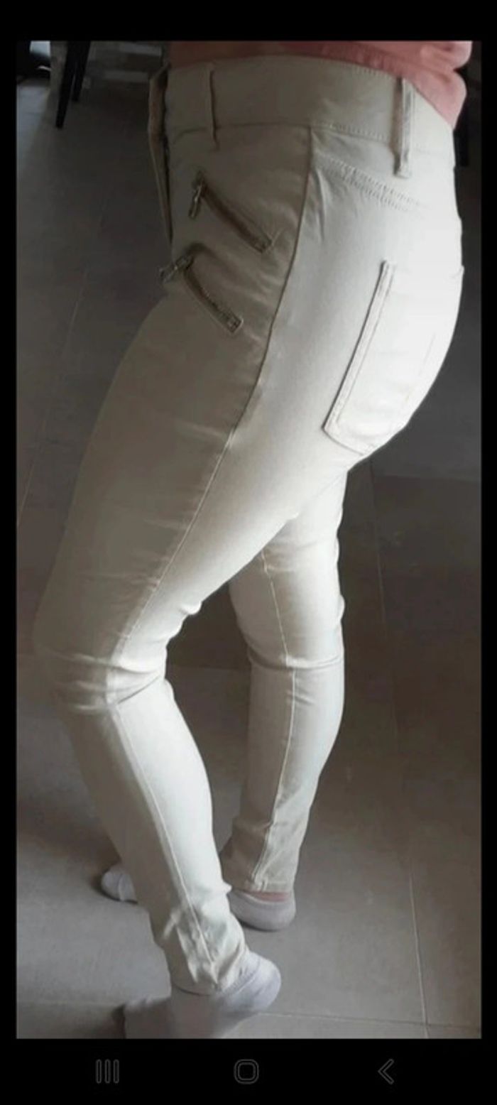 Pantalon crème Mango taille 34 - photo numéro 2