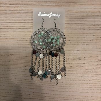 Boucles d’oreilles Fashion Jewelry • argent & vert • neuf 🌿