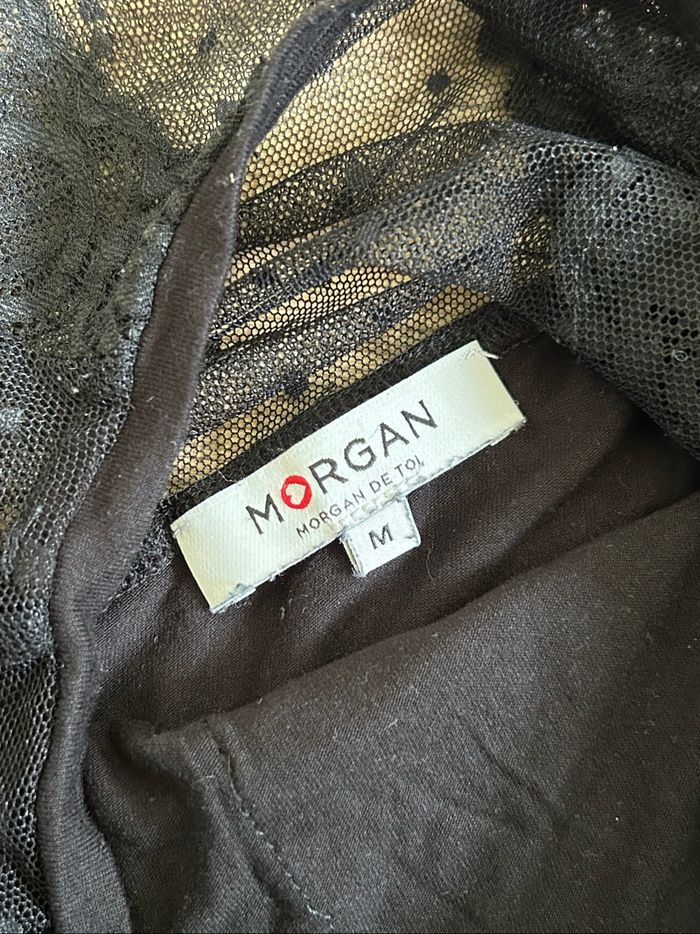 Haut noir avec dentelle et plumetis Morgan taille M TBE - photo numéro 10