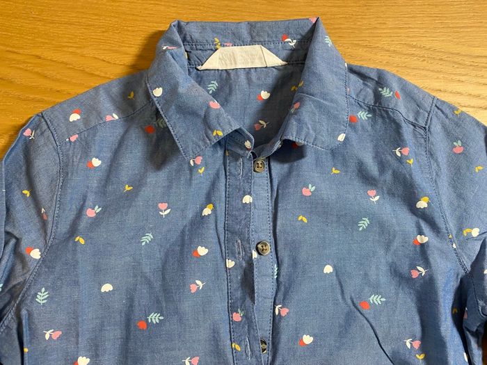 H&M Robe bleue fleurie et ceinture Taille 7/8 ans - photo numéro 5