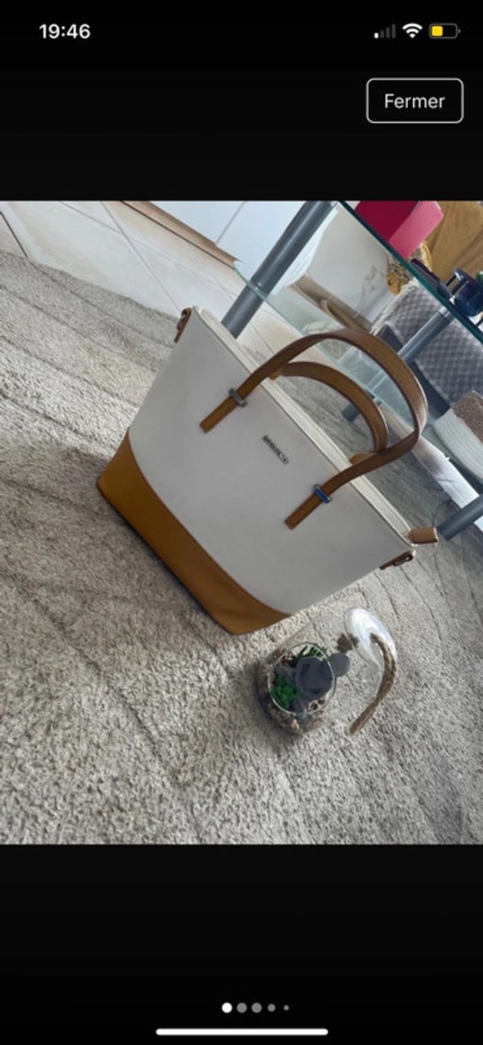 Sac à main blanc et montarde - photo numéro 2
