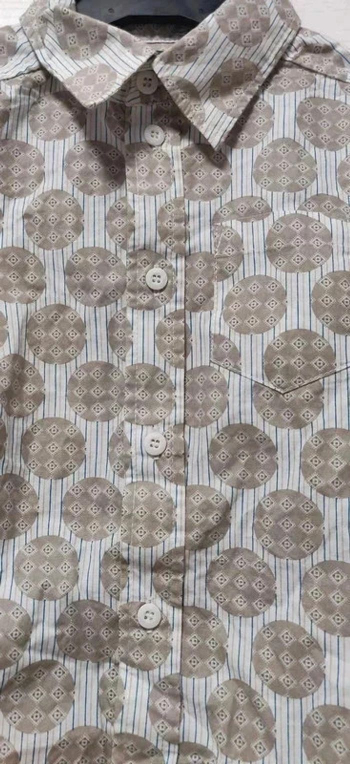 Neuve chemise La Redoute ml rayée motifs ronds 6 ans - photo numéro 3