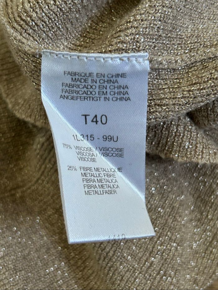 Pull doré pailleté à manches longues Caroll taille 40 excellent état (taille petit) - photo numéro 10