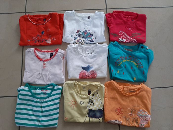 Lot de 9 tee shirts manches courtes fille 18 mois - photo numéro 1