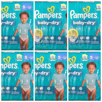 Lot de 156 Couches Pampers Baby Dry 11-16 kg Taille 5 Neuf