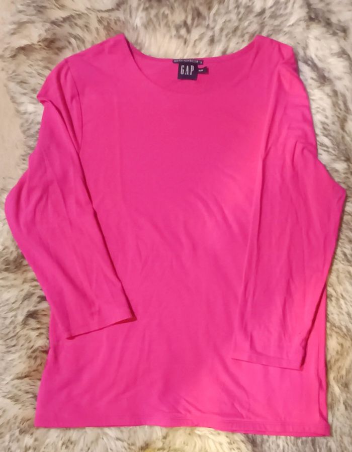 T-shirt près du corps viscose spandex rose fushia Gap - photo numéro 2