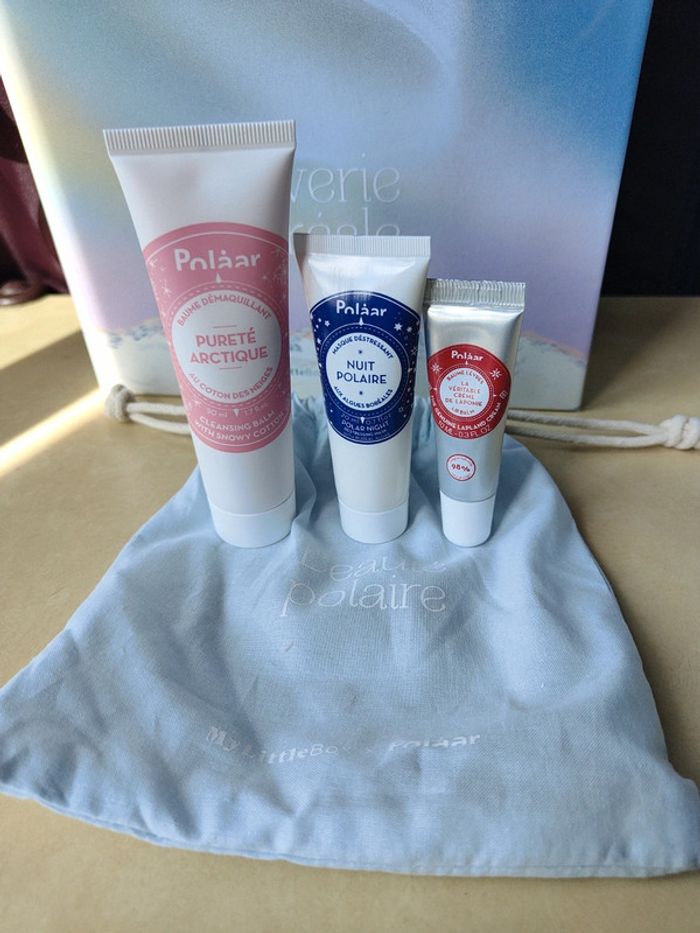 2e Lot de 3 produits Polaar Démaquillant Masque déstressant Baume lèvres + pochon