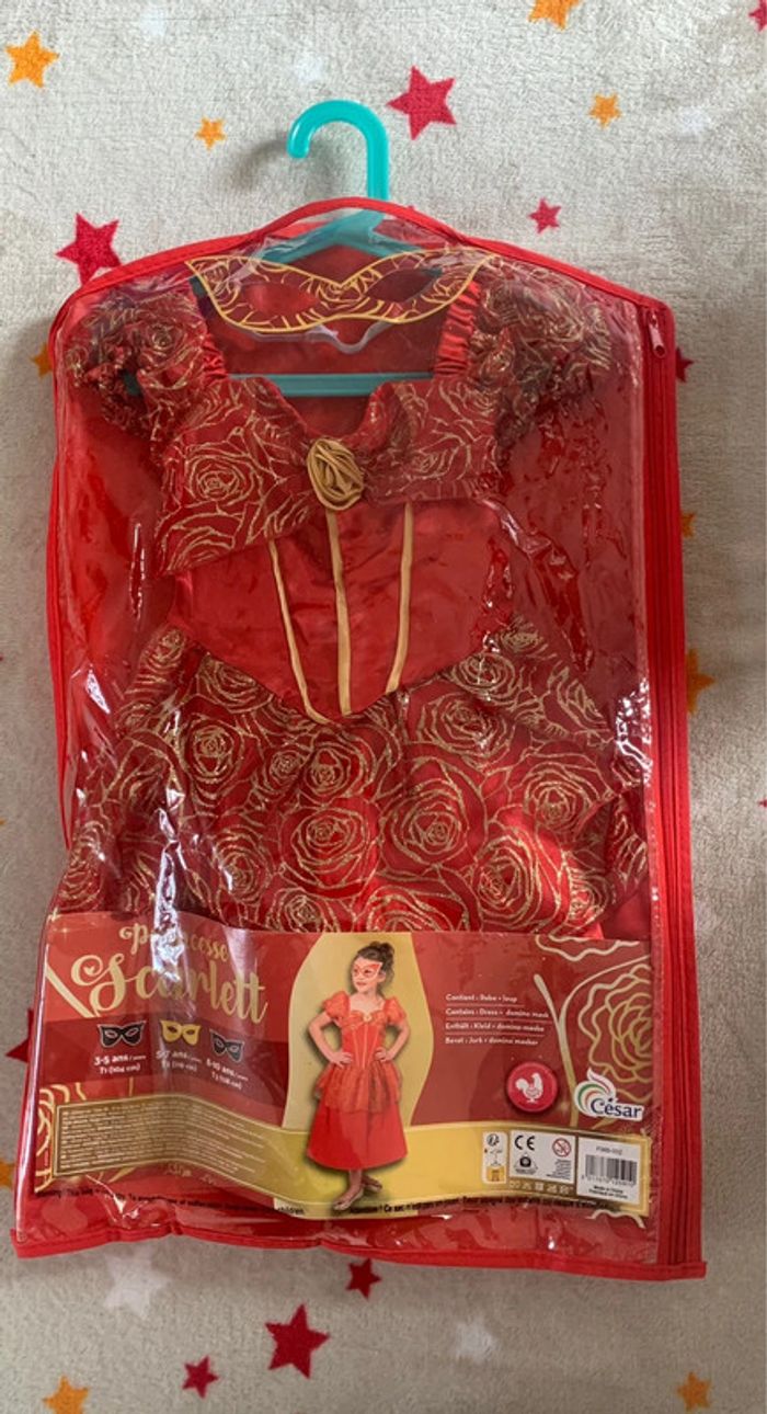 Panoplie Robe et Loup Princesse Scarlette César Rouge et Or 5/7 Ans