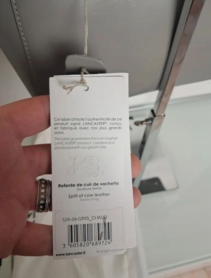 Lancaster sac à main sacoche porte document cabas bandoulière en cuir gris été neuf - photo numéro 8