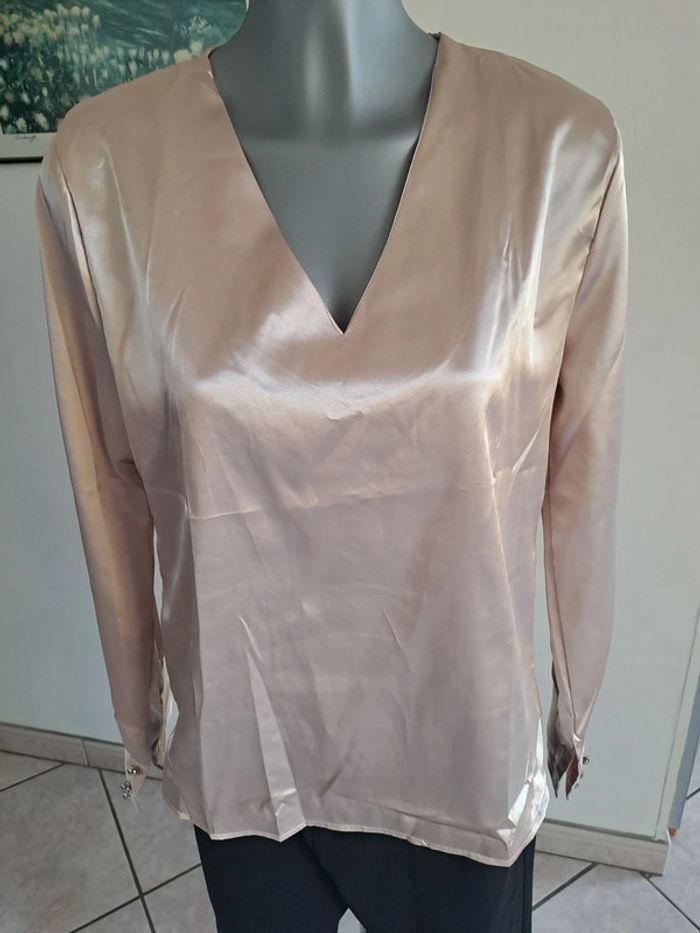 Blouse satinée champagne
