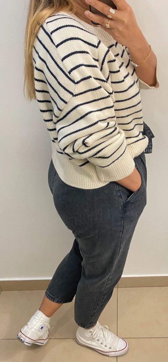 Superbe Pull Court Ample ZARA Rayé Taille M Et Plus - photo numéro 8