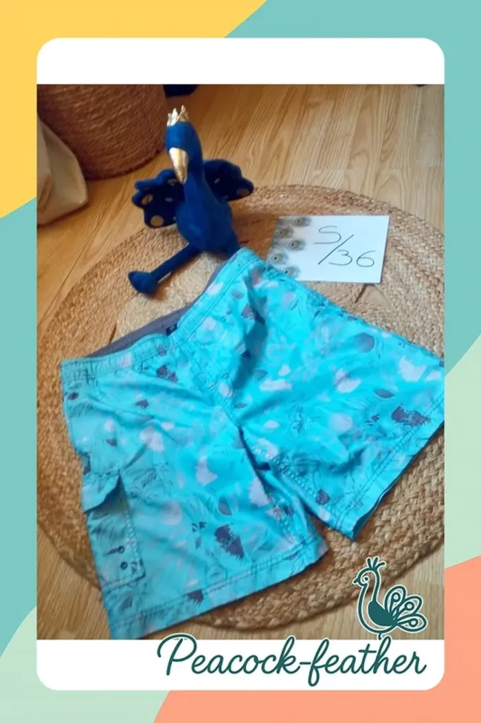 Short de plage turquoise homme S /16ans