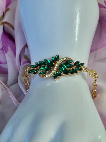 Bracelet maillons avec zirconium et pierres topaz verte en acier inoxydable