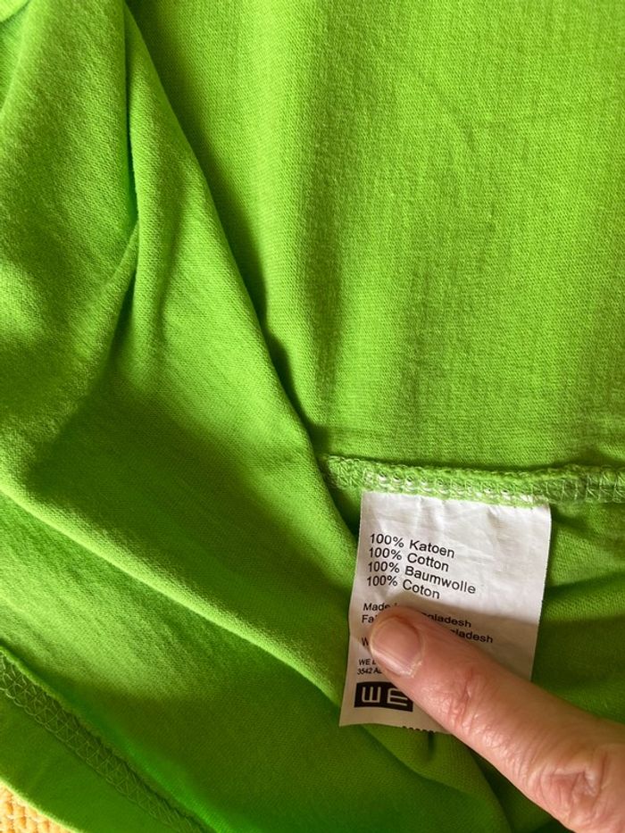 Tee-shirt vert We taille 14 ans 158-164 100% coton, manches courts, col en V, neuf - photo numéro 6