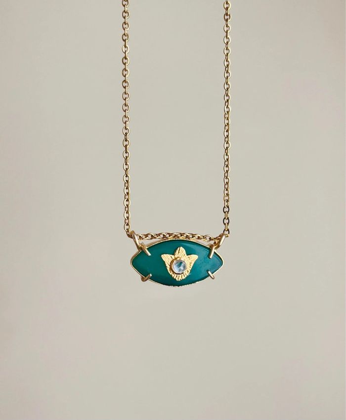 Collier grigri œil protecteur Onyx vert - photo numéro 3