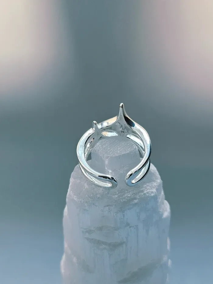 Bague Ouverte Punk Argentée Forme Organique à Pointes - photo numéro 4