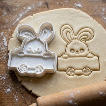 Emporte-pièce Lapin Pancarte - Découpoir Biscuit Sablé Pâques et Pâte à Sucre